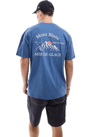 New Look Camiseta azul envejecido con estampado del Mont Blanc de