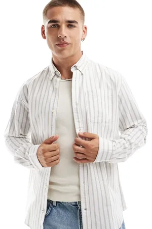 JACK & JONES Camisa a rayas beis de -Beis neutro