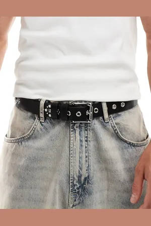 ASOS Cinturón adornado con tachuelas de cuero sintético de