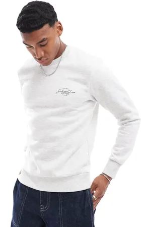 JACK & JONES Sudadera blanca con cuello redondo y logo de texto de -Blanco