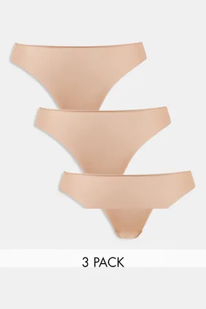 ASOS Pack de 3 tangas de tejido efecto invisible y encaje de Curve- neutro