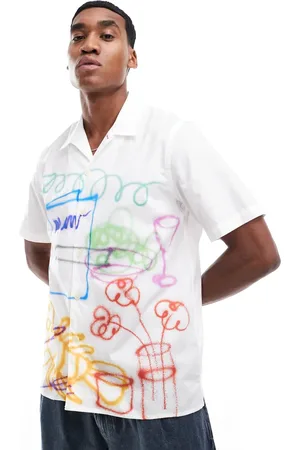 Paul Smith Camisa blanca de manga corta con estampado de grafiti de
