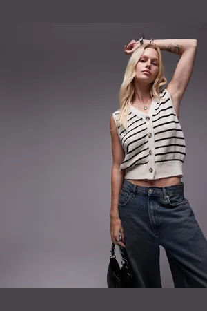 Topshop Chaleco a rayas de punto grueso de -Multicolor