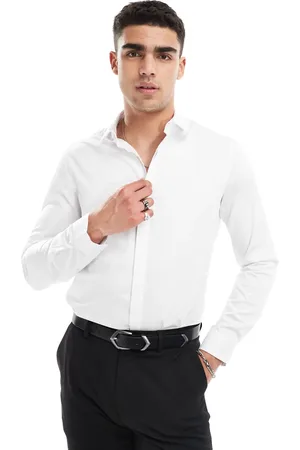 ASOS Camisa blanca de corte slim de satén de