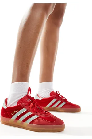 adidas Zapatillas de deporte rojas y azules de terciopelo Gazelle Indoor de