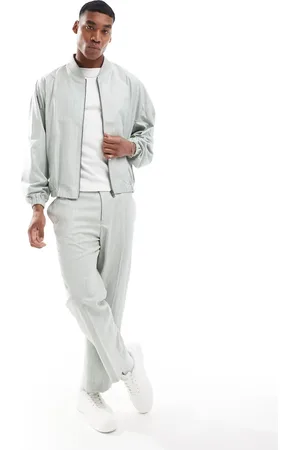 ASOS Chaqueta bomber de vestir a rayas de estilo años 80 de lino de (parte de un conjunto)-Beis neutro