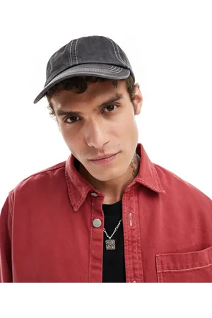 ASOS Gorra negro lavado flexible con pespuntes en contraste de