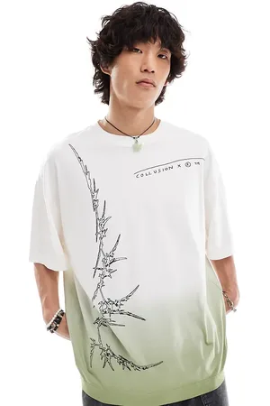 COLLUSION Camiseta color piedra extragrande con lavado degradado y estampado gráfico de - neutro