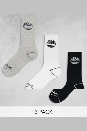 Timberland Pack de 3 pares de calcetines deportivos negros con logo de