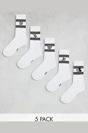 ASOS Pack de 5 pares de calcetines blancos con bordados de Mickey y sus amigos de Disney de