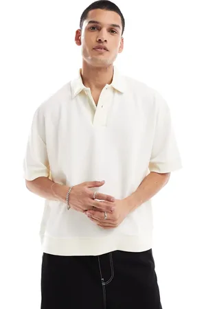 ASOS Polo color crema de corte cuadrado extragrande de tejido texturizado de -Blanco
