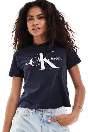 Calvin Klein Camiseta oscuro con diseño encogido y logo de monograma de
