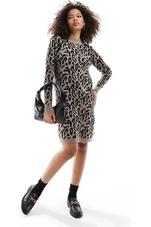 Object Vestido con estampado animal de punto de - neutro