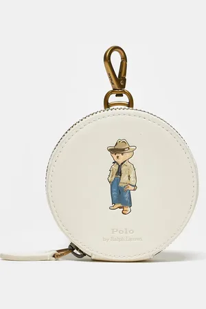 Ralph Lauren Monedero color crema con logo de oso vaquero de cuero de -Blanco