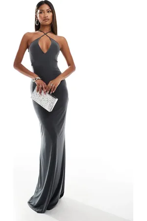 Fashionkilla Vestido largo ceñido de tirantes envolventes con diseño de dos capas de