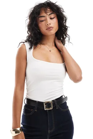 JJXX Top blanco con escote cuadrado de