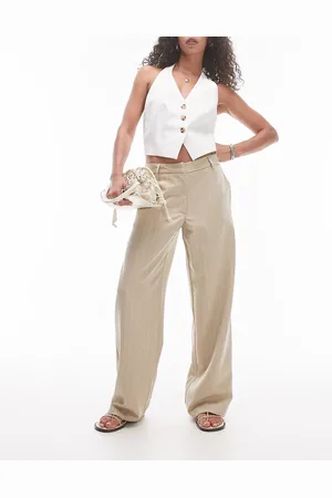 Topshop Pantalones color a rayas de tiro caído de -Verde