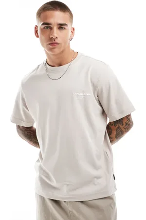 JACK & JONES Camiseta beis extragrande con estampado en el pecho Core de -Beis neutro