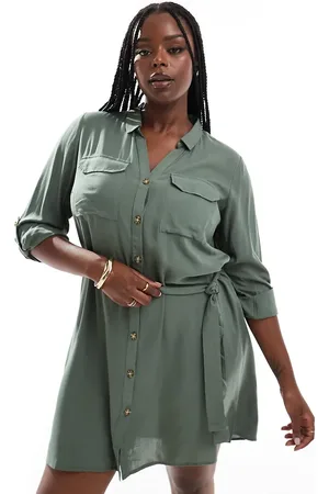 VERO MODA Vestido camisero corto de -Verde