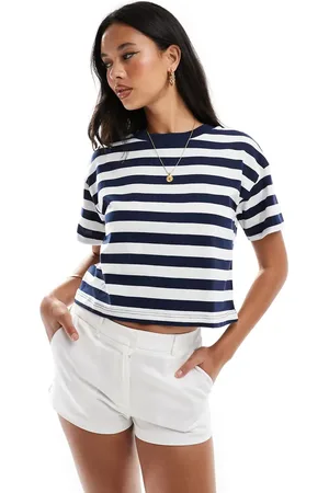 River Island Camiseta corta a rayas de