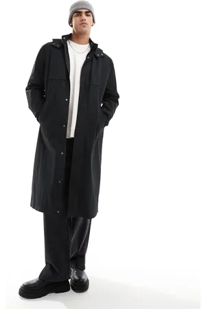 ASOS Gabardina negra con capucha de