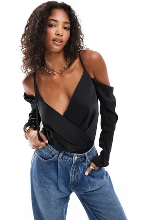ASOS Body con hombros descubiertos de -Gris