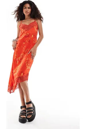 Reclaimed Vestido lencero con estampado floral y ribete de encaje de