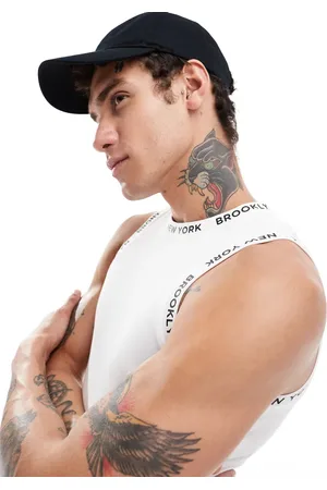ASOS Camiseta blanca ajustada sin mangas con ribetes de
