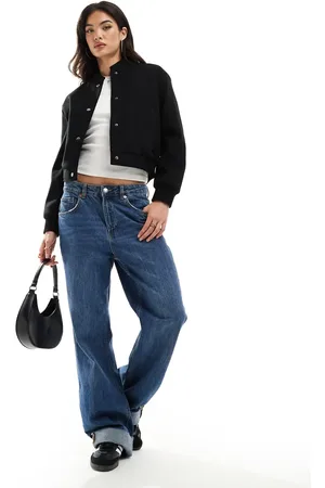 New Look Chaqueta bomber corta negra de punto de