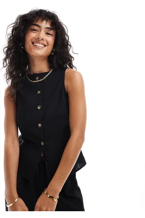 ASOS Chaleco de tejido efecto lino de (parte de un conjunto)