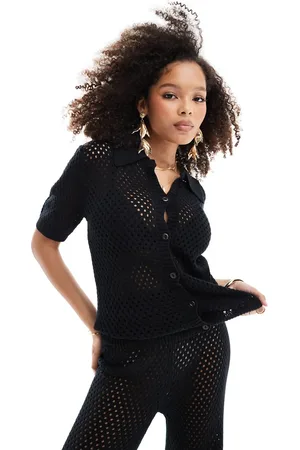 Sixth June Camisa negra de croché de (parte de un conjunto)
