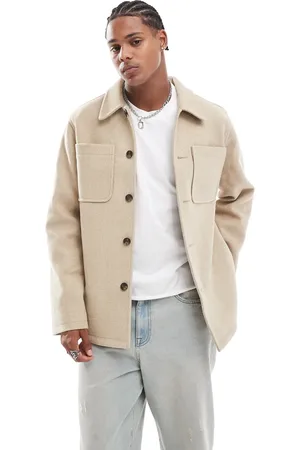 ASOS Sobrecamisa color de tejido efecto lana de -Beis neutro