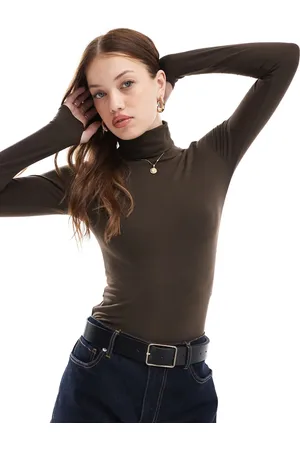 Threadbare Body chocolate de manga larga con cuello vuelto de