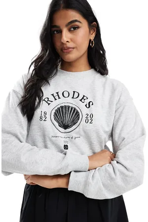 Cotton On Sudadera de corte cuadrado con estampado gráfico y cuello redondo Rhodes de Cotton On-Gris