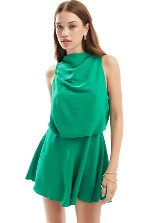 ASOS Mono corto verde luminoso estilo blusa con cuello alto de