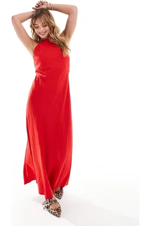 MANGO Vestido largo con cuello halter de