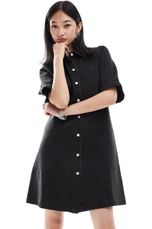 Monki Vestido camisero vaquero corto de
