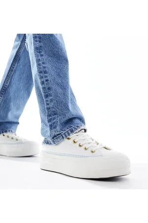 Converse Zapatillas deportivas blancas con plataforma y detalle de pespuntes Chuck Taylor All Star Lift Ox de