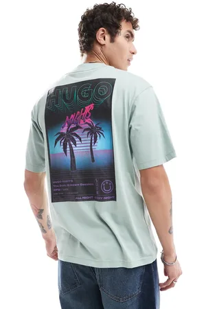 Hugo Blue Camiseta claro con logo estampado en el pecho Nassano de
