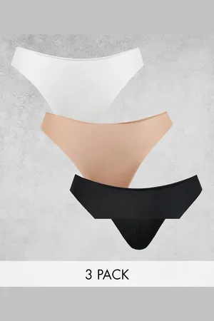 ASOS Pack de 3 tangas de color negro, blanco y beis de tejido efecto invisible y encaje de