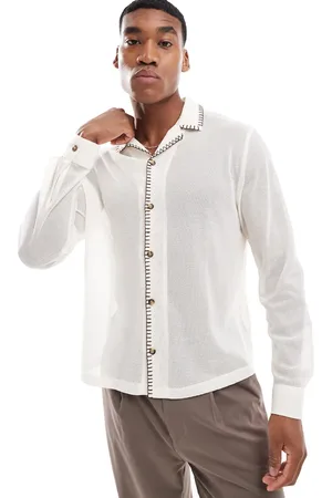 ASOS Camisa blanca holgada con cuello de solapas y pespuntes sobrehilados en contraste de