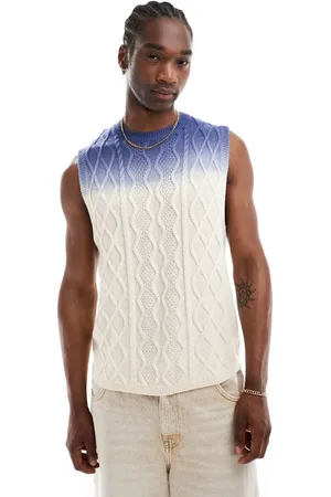 ASOS Chaleco azul y color degradado holgado de punto de ochos de -Beis neutro