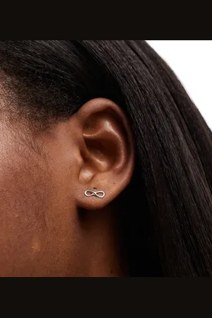 Accessorize Pendientes de botón con símbolo de infinito de plata de ley de