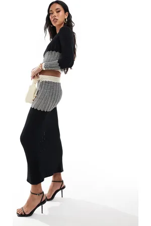 River Island Falda negra con patrón de chevrón de (parte de un conjunto)