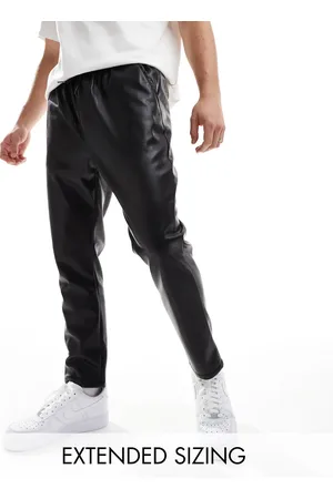 ASOS Pantalones negros de corte tapered de tejido efecto cuero de
