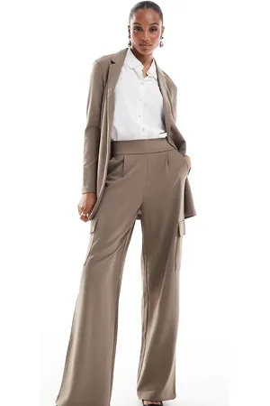 JDY Pantalones cargo marrones con bolsillos laterales de (parte de un conjunto)