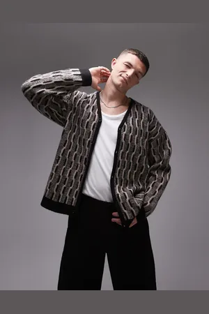 Topman Cárdigan de punto de ochos cepillado de