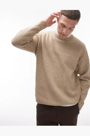 Topman Jersey colora vena jaspeado de tejido texturizado de -Beis neutro