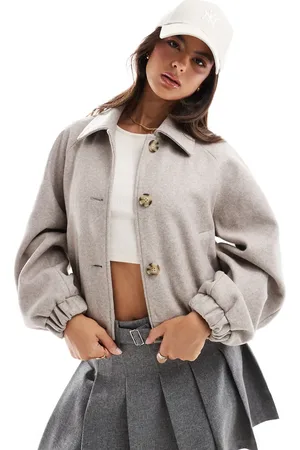 ONLY Chaqueta corta color topo abotonada con detalle de solapas de -Beis neutro