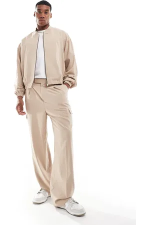 ASOS Pantalones de vestir cargo de pernera ancha de (parte de un conjunto)- neutro